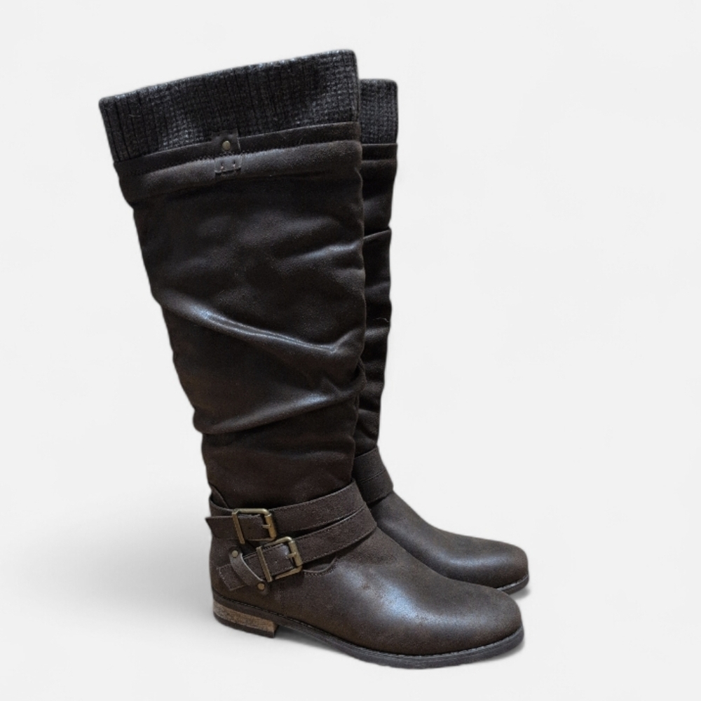 SoftMoc Women’s Knee-High Slouchy Boots Sweater-Lined Buckle Side Zip Comfort